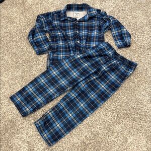 Mon Petit Boy Blue and Black Plaid Pajama Set Cozy Sleepwear